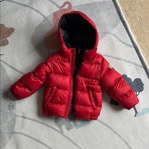 Moncler Red Puffer Jacket with Hood